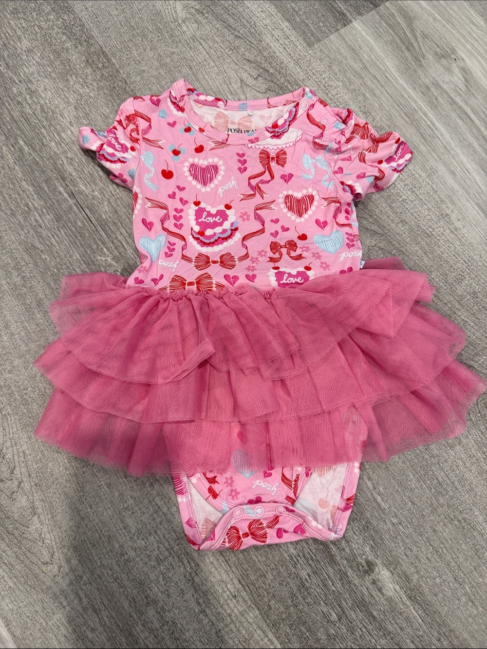 Posh Peanut Pink Heart & Cherry Print Bodysuit